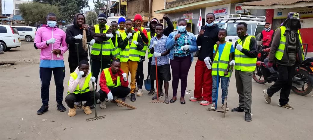 ORTBC boxers cleaning streets in Ongata Rongai